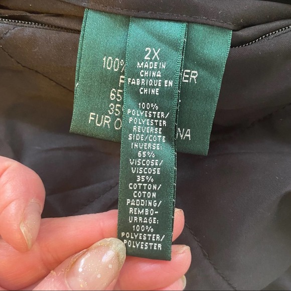 Faux Fur Vest 2X Full Zip Quilted Warm Plus Black - Picture 12 of 14